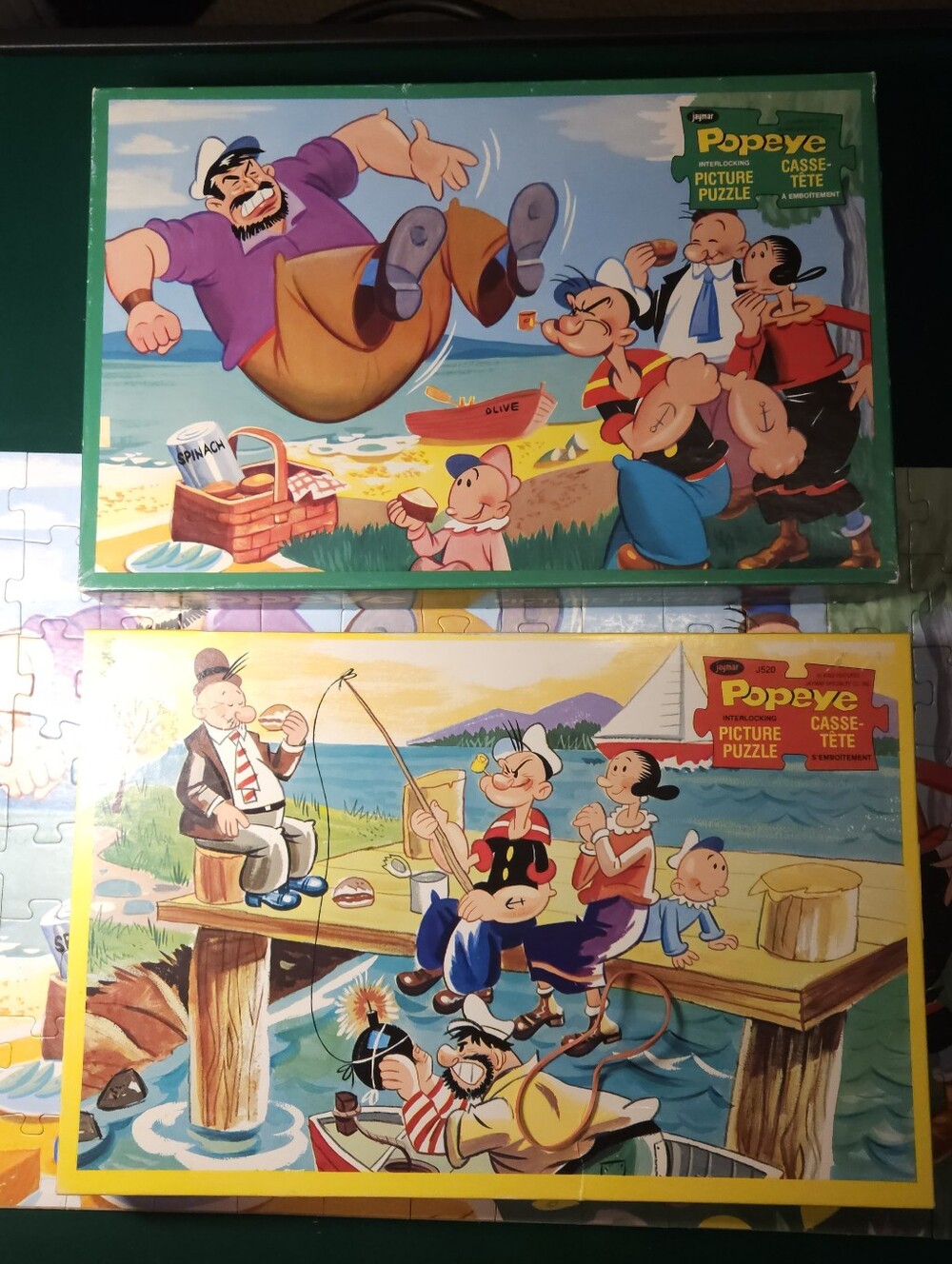 Set Of 2 Vintage Jaymar Popeye Cartoon Puzzles - 100 Pieces  WOW!!